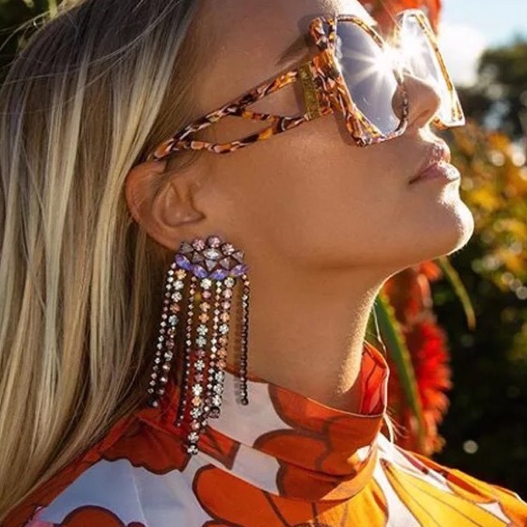 Zara Jewelry - 2/$35 🖤 ZARA Pink Rhinestone Waterfall Earrings